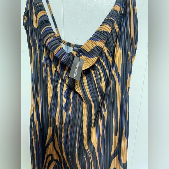 Plus Brown Zebra Printed Plisse Cowl Neck Body-con Dress Size 18 - Picture 2 of 5